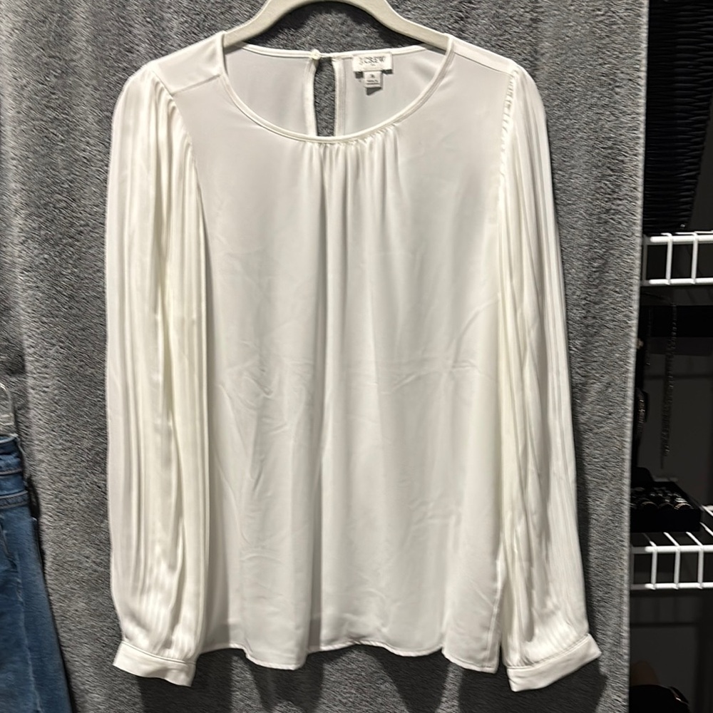 J. Crew Cream Long Sleeve Relaxed Blouse